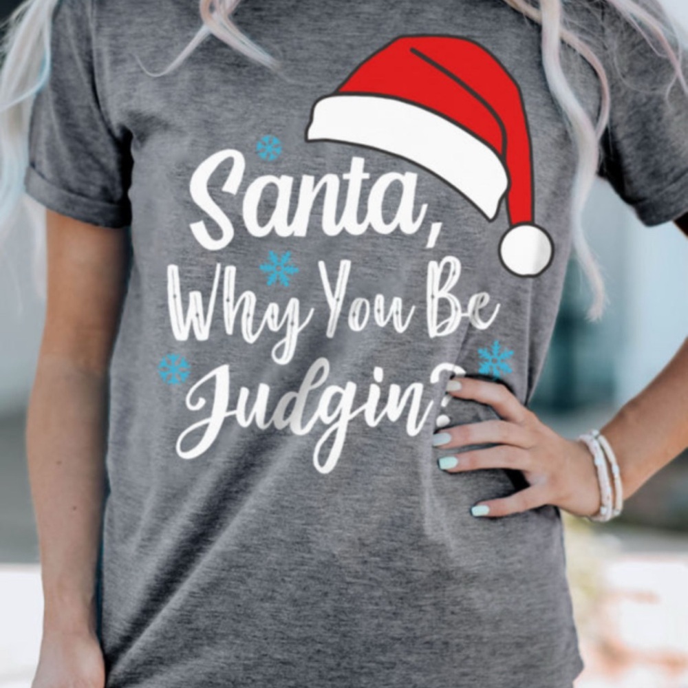 Gray Santa Graphic T-Shirt